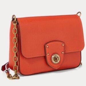 $298 MSRP Lauren Ralph Lauren Millbrook Leather Crossbody Bag Orange. EUC